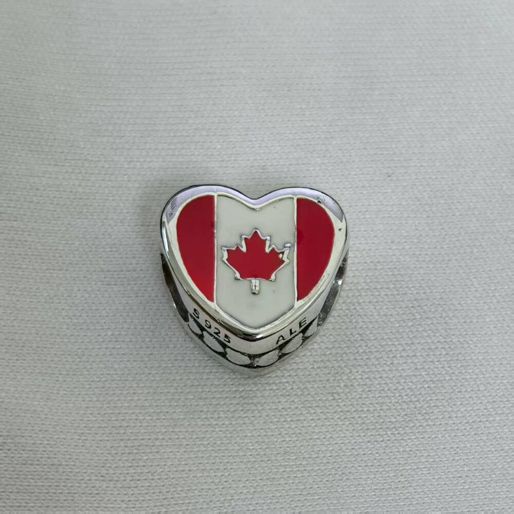 Pandora CANADA Flag I Love CANADA Exclusive Heart Charm, S925 Silver Jewelry